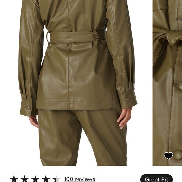 Love, Whit Olive Faux Leather Belted Jacket - XS - Picture 3 of 6